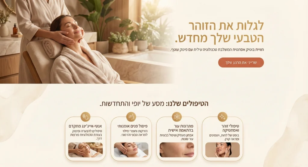 עיצוב אתר ליופי וטיפוח לגלות את הזוהר