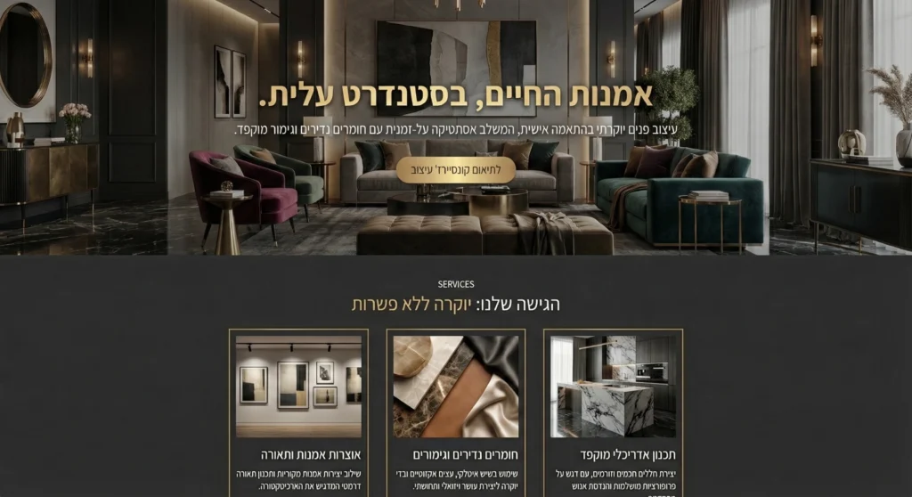עיצוב אתר לעיצוב פנים אמנות החיים