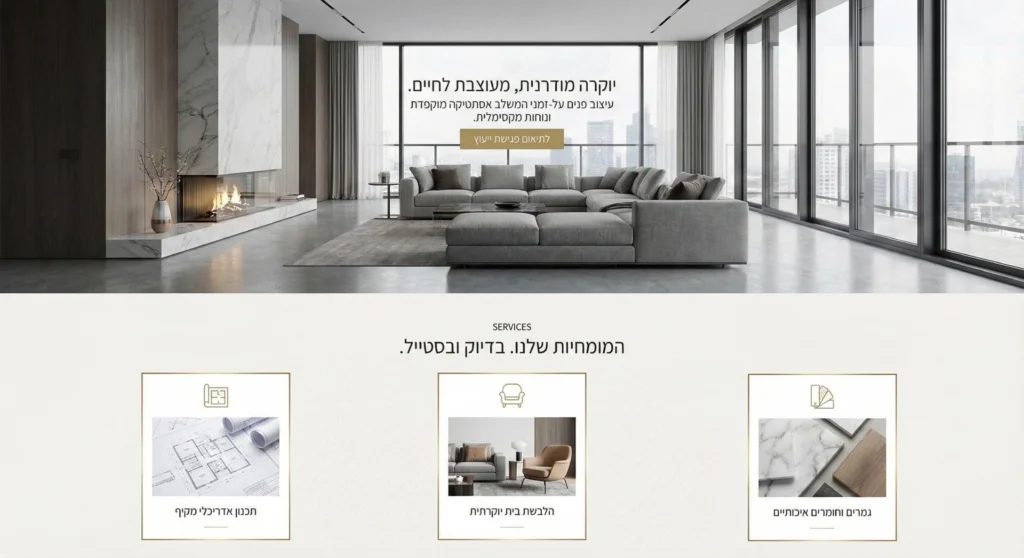 עיצוב אתר לעיצוב פנים יוקרה מודרנית