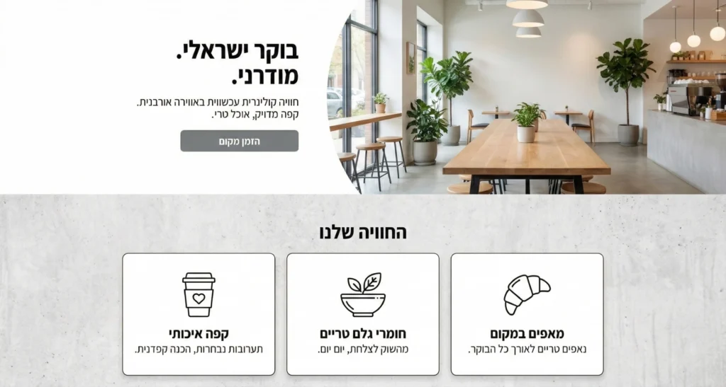 עיצוב אתר מסעדנות ואוכל בוקר ישראלי