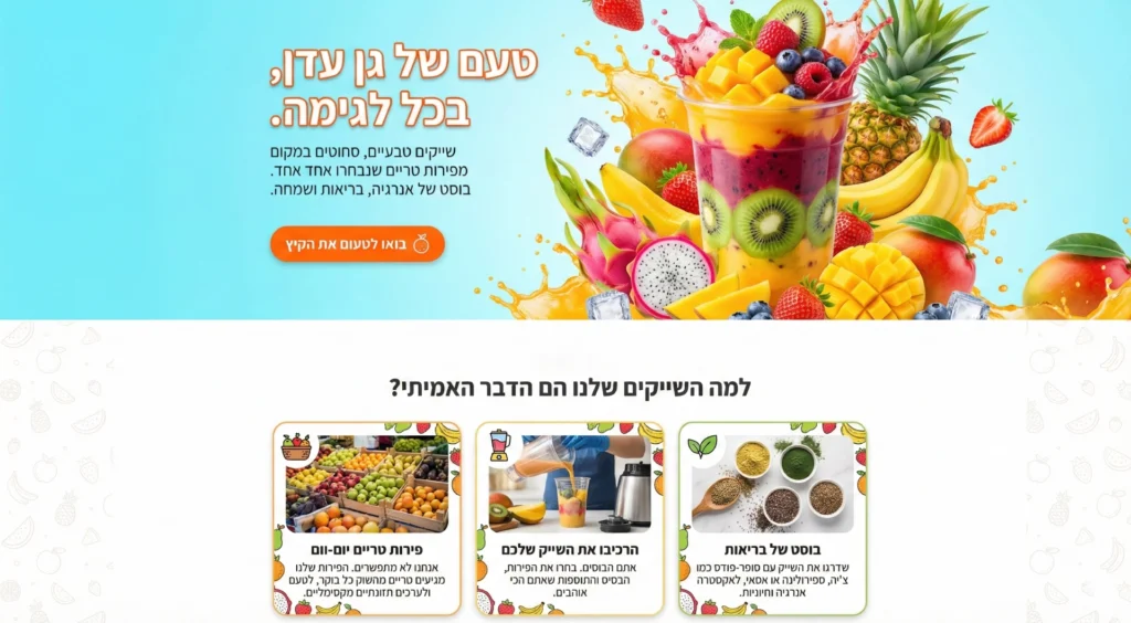 עיצוב אתר מסעדנות טעם גן עדן