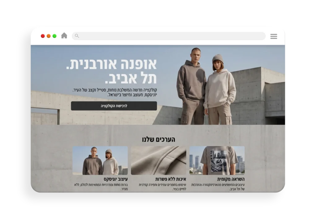 עיצוב אתר עיצוב ואומנות אופנה אורבנית