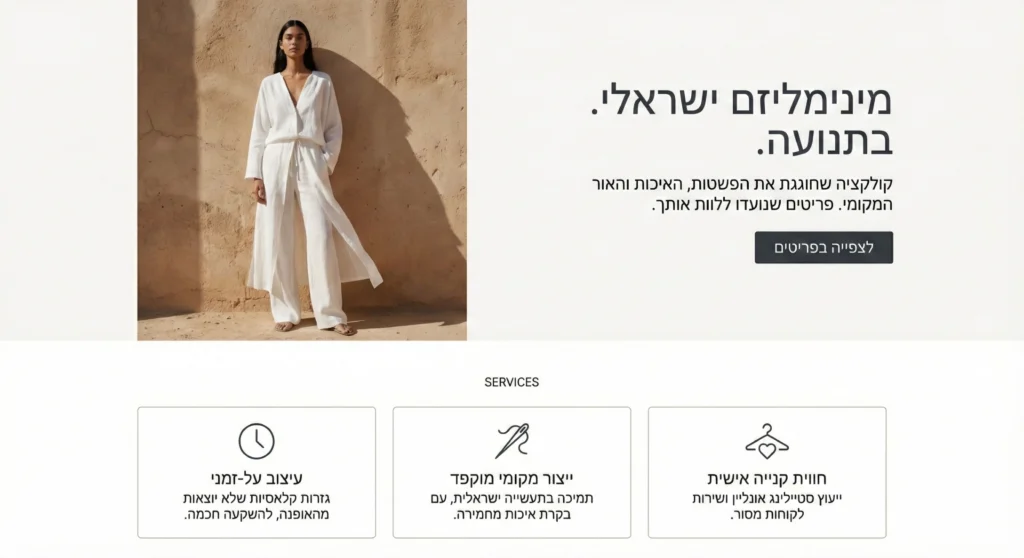 עיצוב אתר עיצוב ואומנות מינימליזם ישראלי