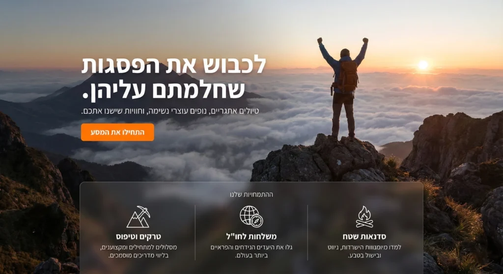 עיצוב אתר תיירות וחוויות לכבוש את הפסגות