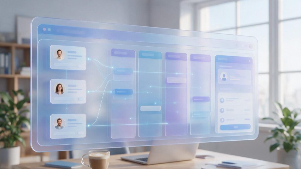 מערכת CRM לעסקים קטנים - דשבורד ניהול לקוחות ולידים בעיצוב טכנולוגי מודרני