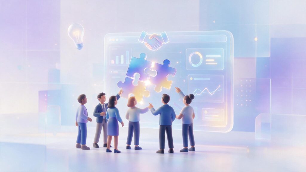 הטמעת מערכת CRM - צוות עובדים לומד ומאמץ מערכת ניהול לקוחות סביב מסך משותף